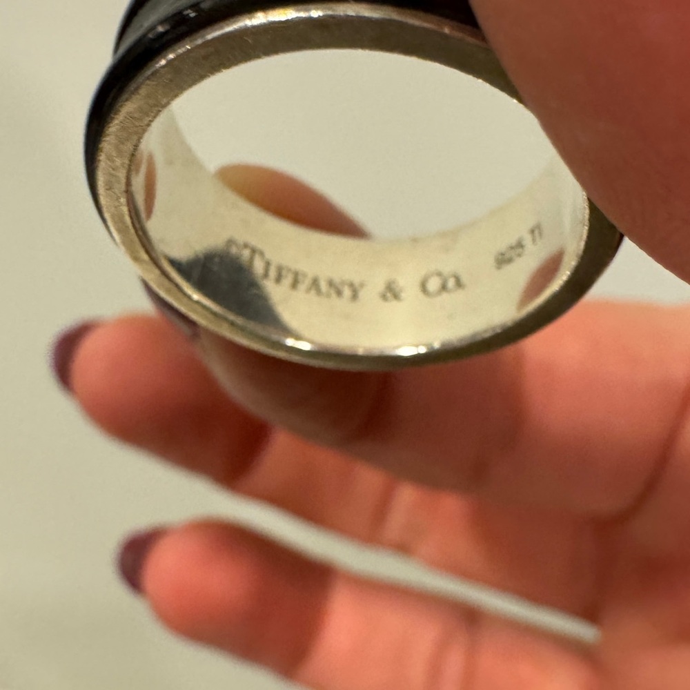 Authentic Tiffany & Co. 1837 Black Titanium and Silver Midnight Ring Band - Picture 4 of 4
